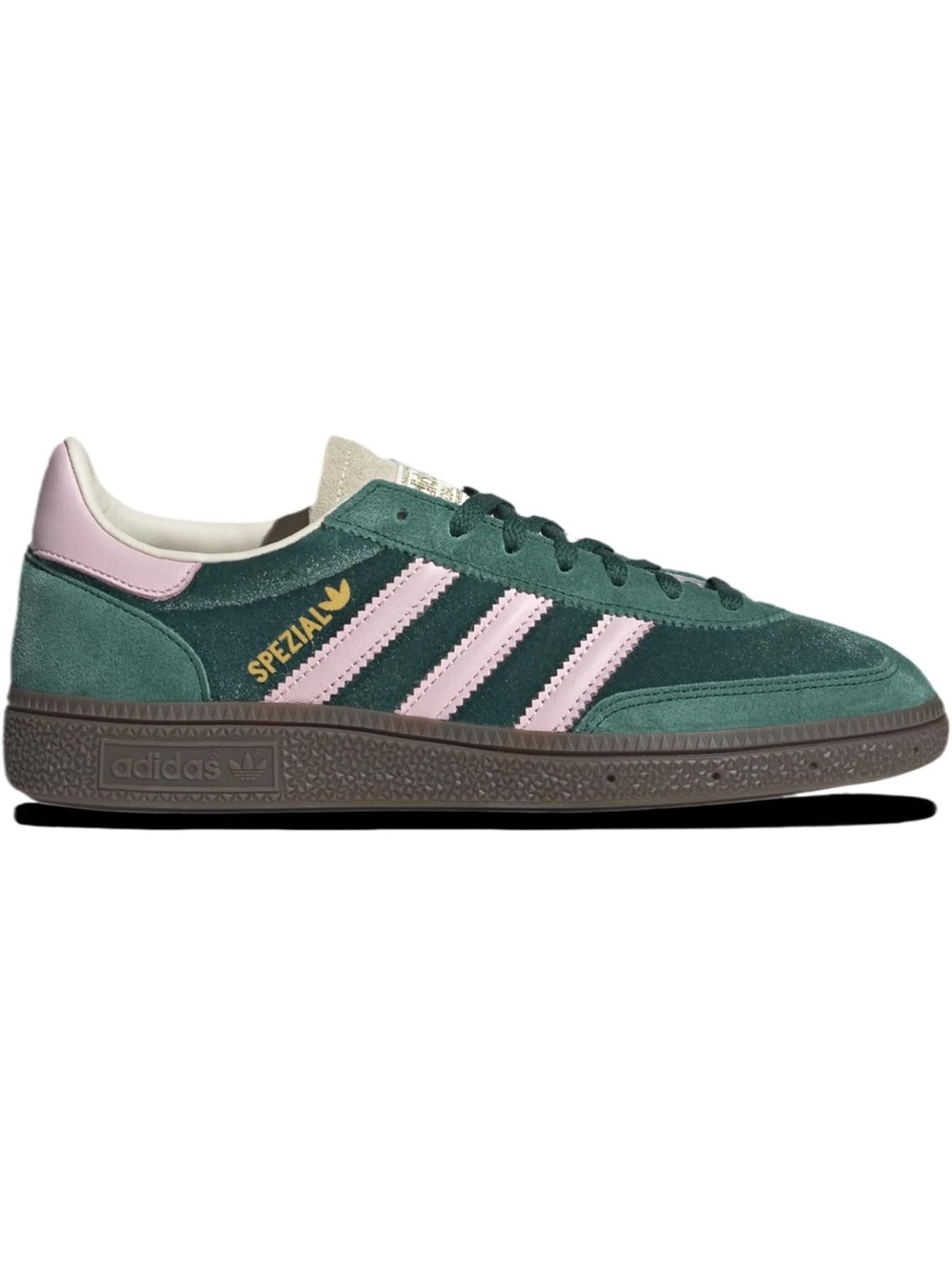 RARE adidas Spezial Green Suede Sneakers with Pink Stripes